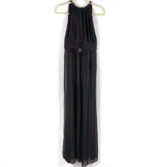 Dundas Gem Jumpsuit Black Ruby Crystal Embellished Sheer Sz S - Picture 3 of 12